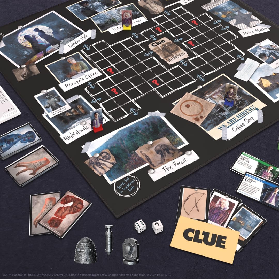 CLUE: Miércoles | Juego de mesa clásico inspirado en la serie original de Netflix | Resuelve el misterio en la Academia Nevermore con amigos y familiares | Mercancía con licencia oficial | 2-6 jugadores | A partir de 8 años