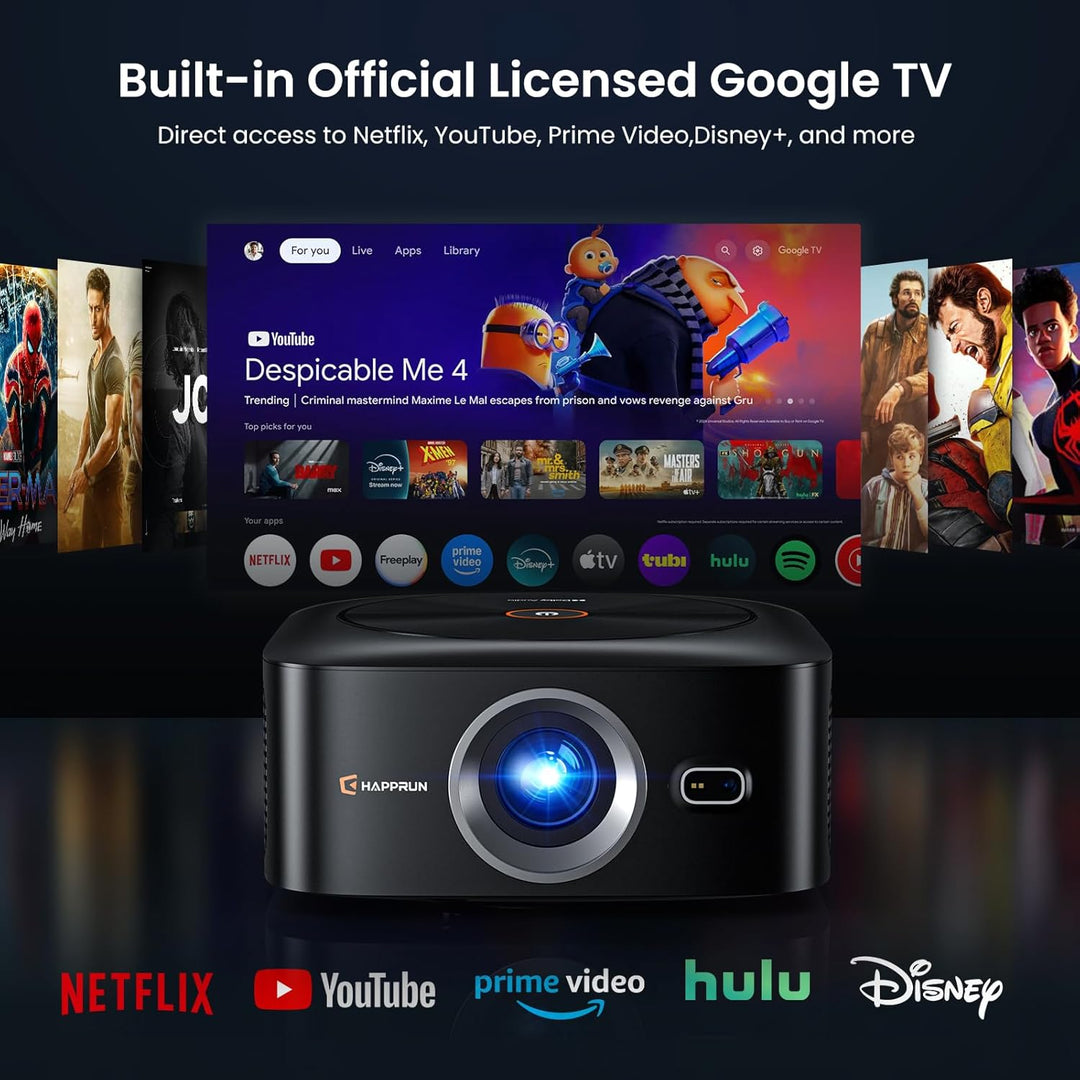 Proyector inteligente Google TV con licencia oficial 1500 ANSI, HAP...