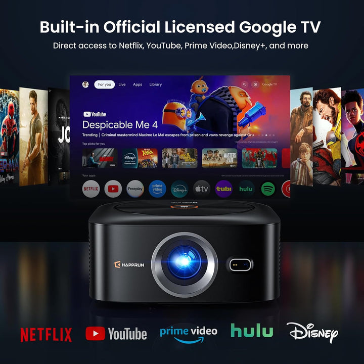 Proyector inteligente Google TV con licencia oficial 1500 ANSI, HAP...