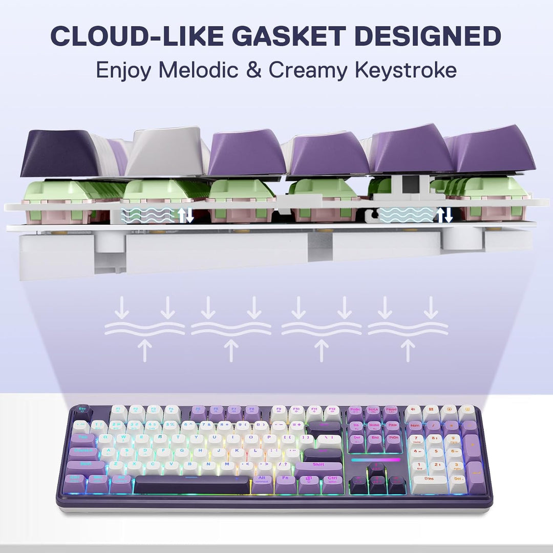 Redragon K745 PRO Teclado de juego inalámbrico con junta RGB, tecla...