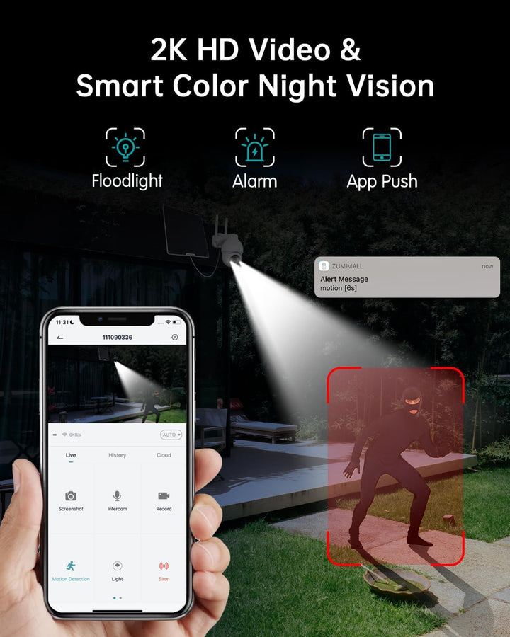 ZUMIMALL Cámara de seguridad celular 4G LTE, sin cámara WiFi para e...