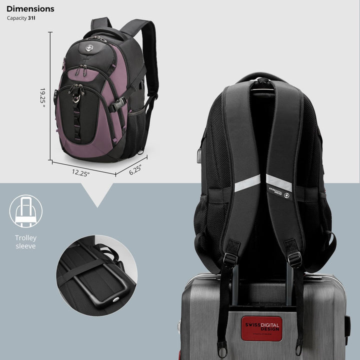 swissdigital Mochila para portátil de viaje de negocios, para hombr...