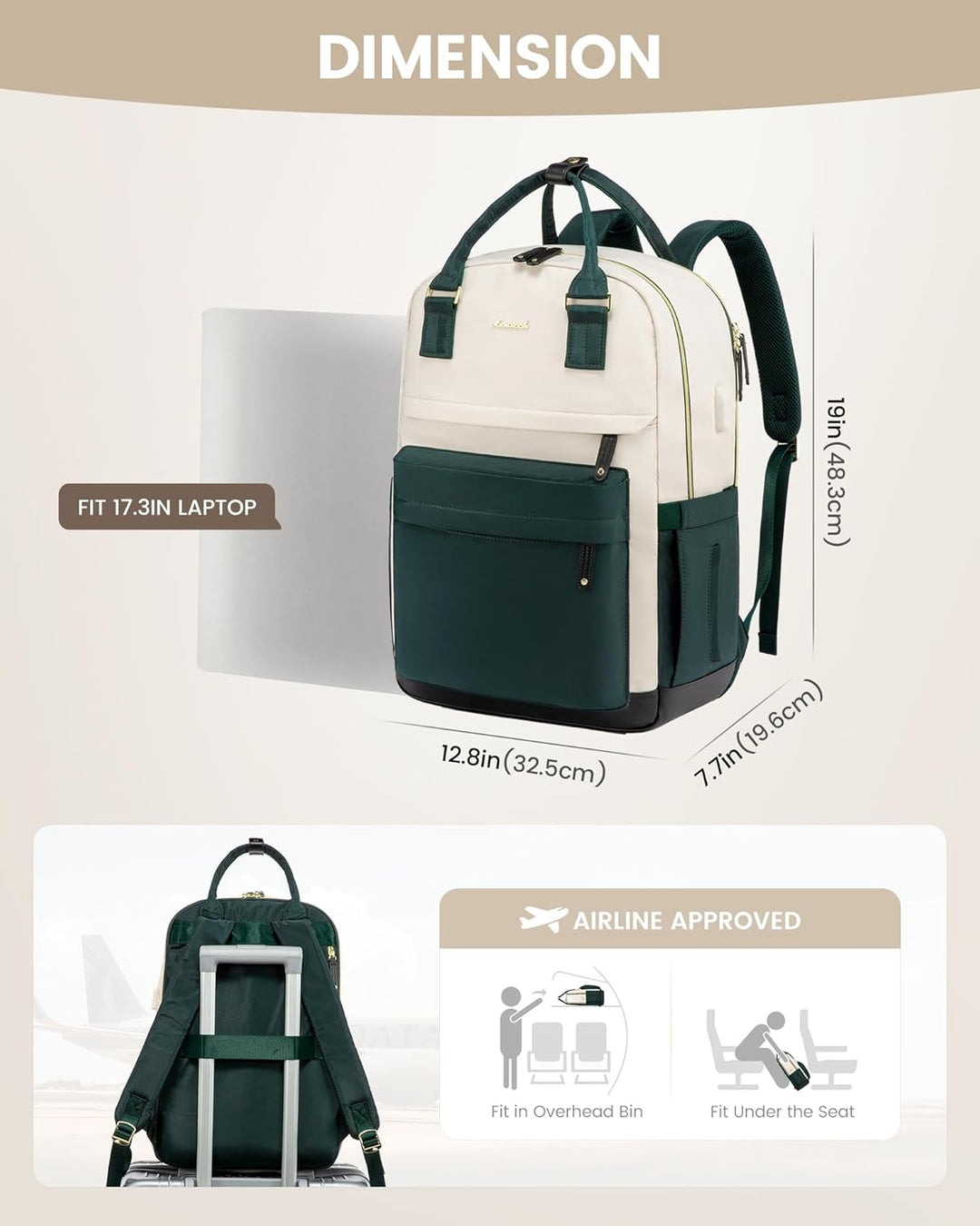 LOVEVOOK - Mochila para portátil de viaje para mujer, antirrobo, co...