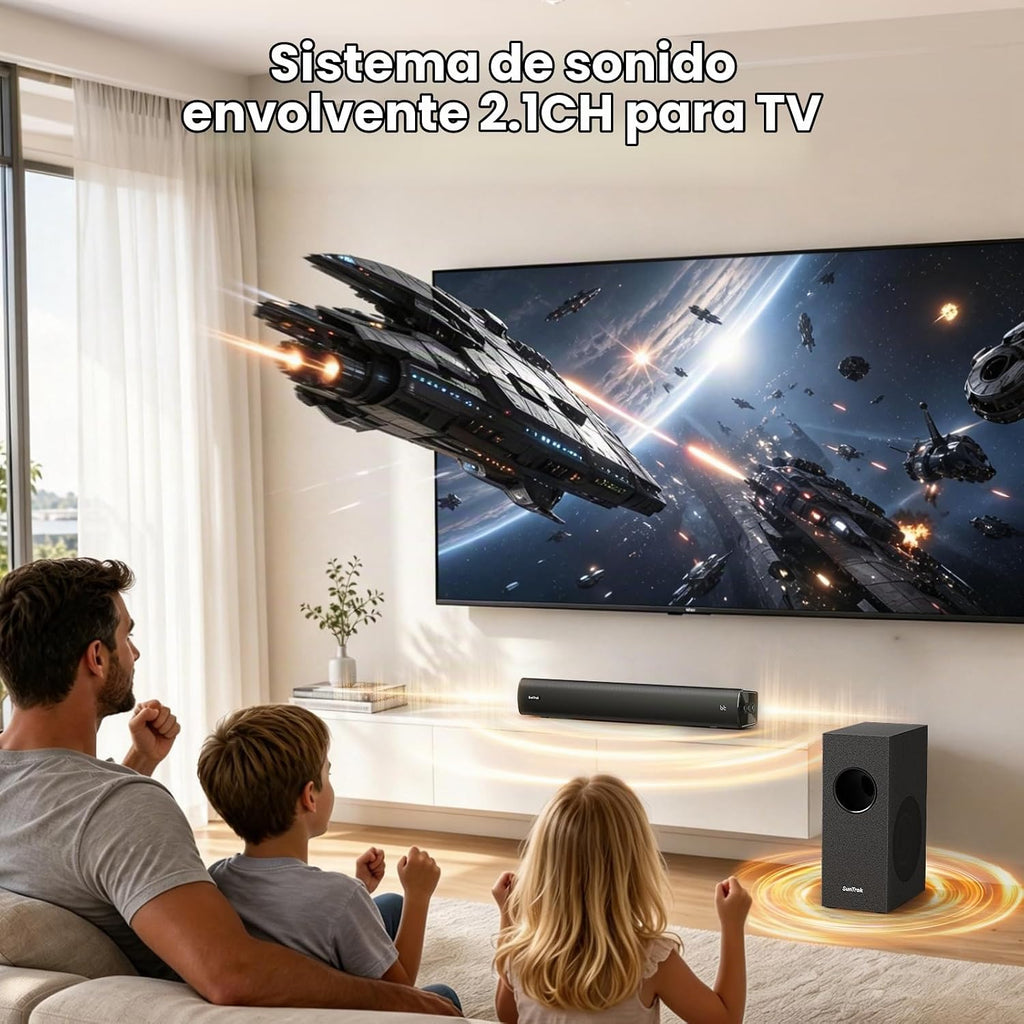 Barra de sonido para Smart TV,Barra de sonido 2.1CH con subwoofer,Máquina