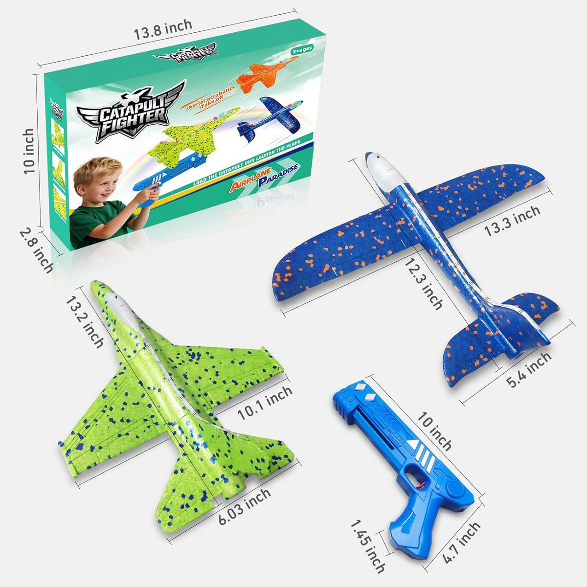 Paquete de 3 juguetes lanzadores de aviones 132 pulgadas