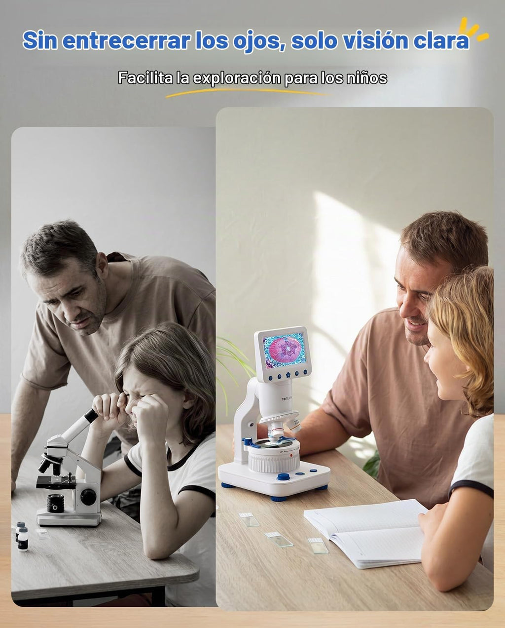 TOMLOV DM302K Microscope para Niños, 800X Kit de Ciencia, Pantalla de 4.3"  Juguete STEM