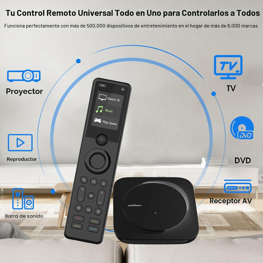 Mando a distancia universal SofaBaton X1S con hub, control remoto universal con actividades de un toque, personaliza la aplicación SofaBaton, compatible con 60 dispositivos, compatible con Alexa y