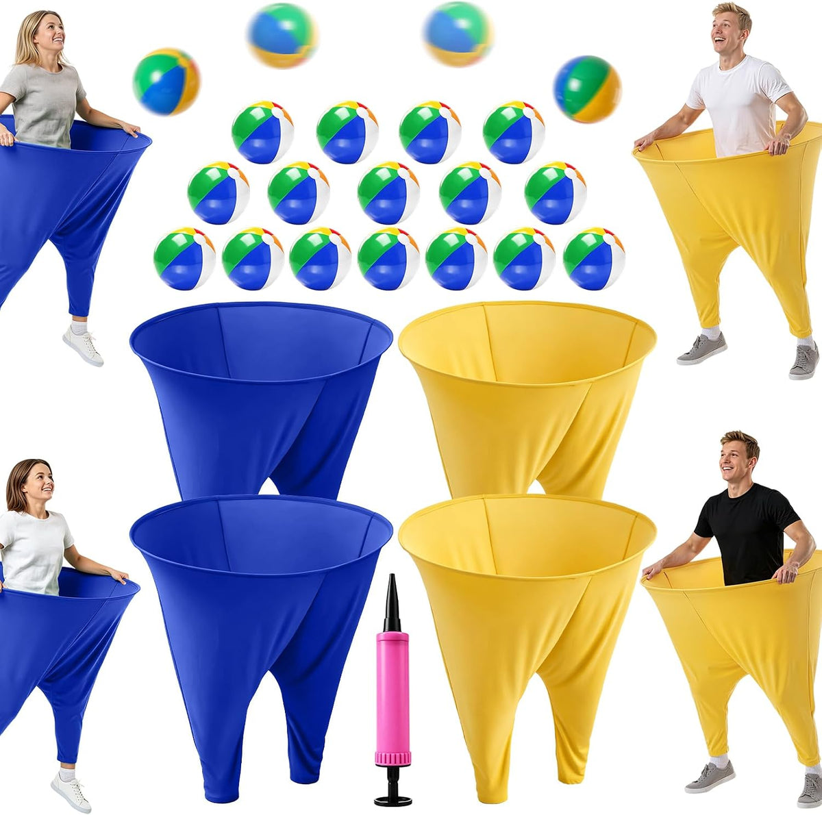 Pantalones de Abuela Juego de Patio Juegos de Fiesta Raros Pantalones con Pelotas que Rebotan y Bomba de Aire Pantalones de Abuela de Gran Tamaño Juego al Aire Libre para Adultos y Familia