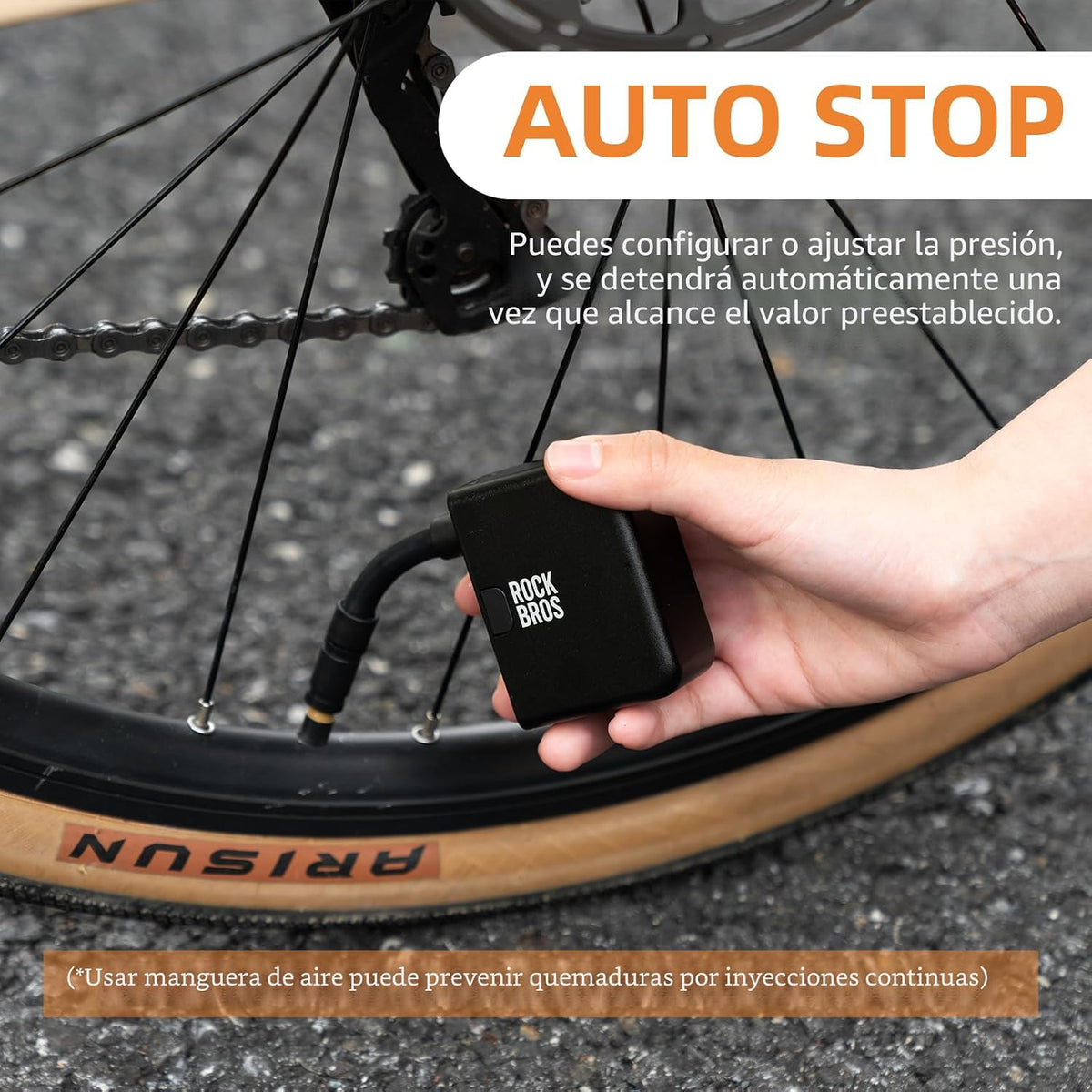 ROCKBROS Mini bomba eléctrica de bicicleta con pantalla LED, máx. 1...