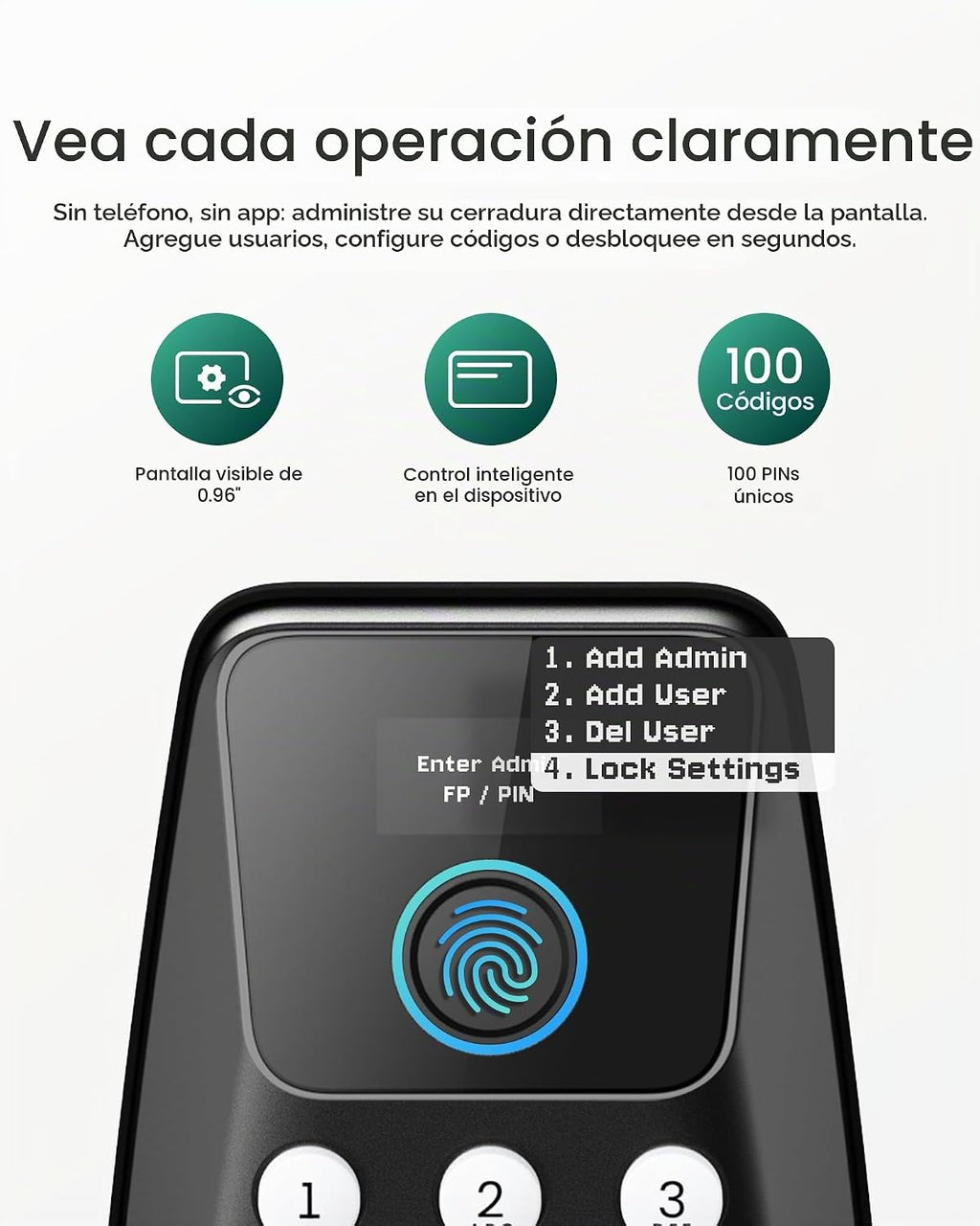 DESLOC Cerradura de puerta de entrada sin llave con huella dactilar C110
