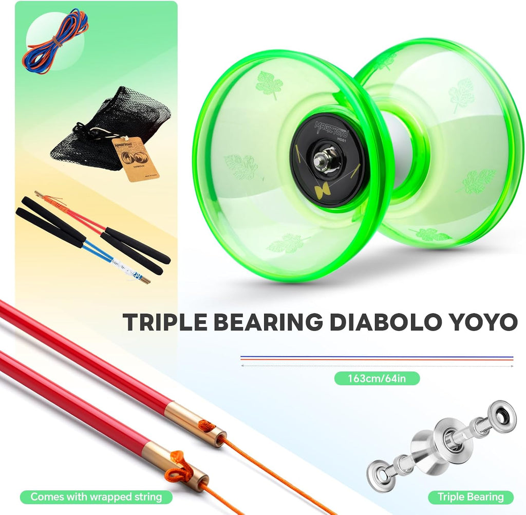 MAGICYOYO Yoyo Diabolo de 4" para niños con rodamiento triple profesional