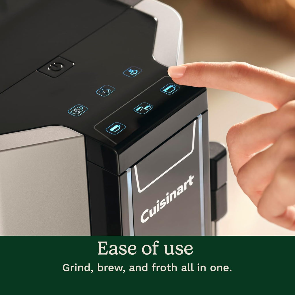 Cuisinart Máquina de café expreso totalmente automática, hace capuchino de calidad de café caliente o frío, café con leche, americanos y expreso extraído en frío, varita de vapor/espuma para bebidas a base de leche, EM-550