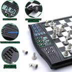 Tablero de ajedrez electrónico Talking Chess Academy, tablero de ajedrez inteligente con sistema de enseñanza de voz, juego de ajedrez para computadora con piezas magnéticas fuertes, 1-2 jugadores, juego de ajedrez electrónico - Viaje portátil simple
