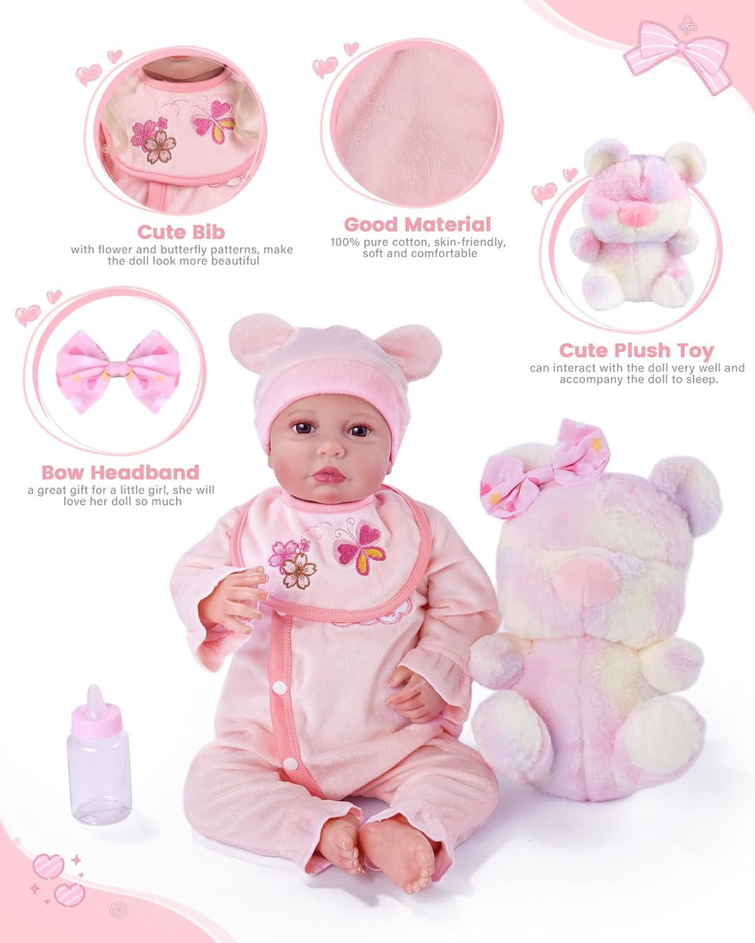 BABESIDE 8 piezas de ropa de muñeca Reborn con moisés para muñecas...