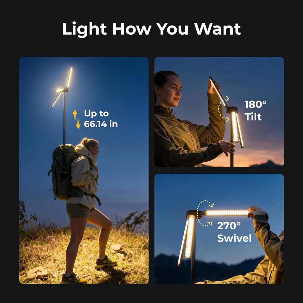 Lámpara BougeRV Lámpara telescópica para acampar T1, linterna recargable de 15600