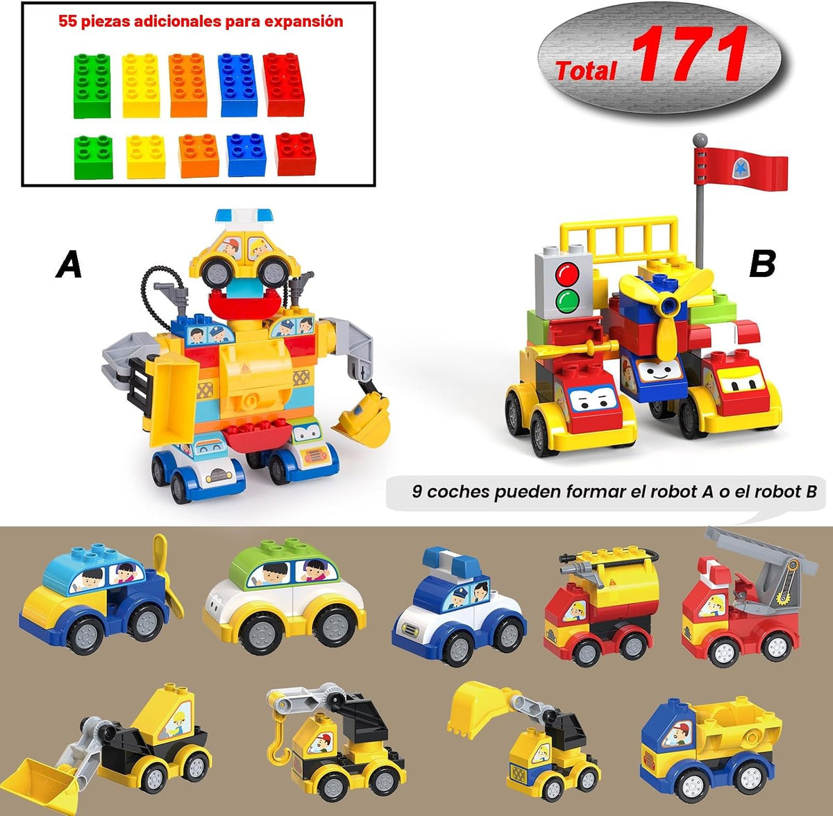 Klobroz Juego de bloques de construcción para niños pequeños de 3 a 5 años