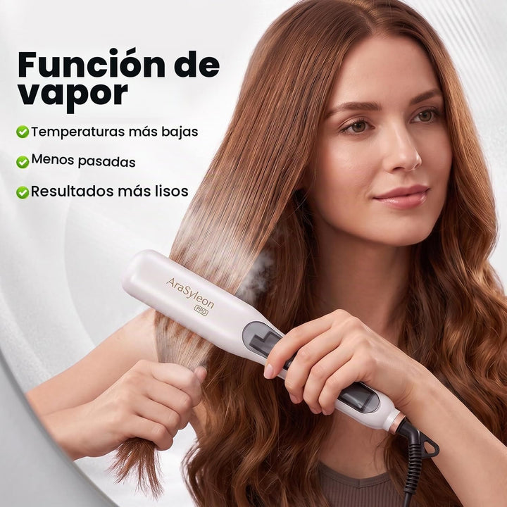 Pro Steam Hair Brush Straightener for Coarse Hair, White | Steam St...