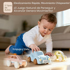 Moonkie - Autos de juguete de silicona de grado alimenticio para bebés y niños pequeños, juguetes para bebés de 6 a 12 meses, juguetes para bebés de diseño hueco, regalos de cumpleaños para niños y