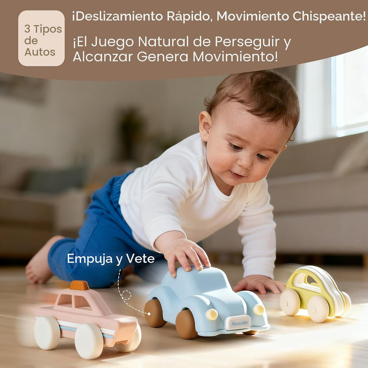Moonkie - Autos de juguete de silicona de grado alimenticio para bebés y niños pequeños, juguetes para bebés de 6 a 12 meses, juguetes para bebés de diseño hueco, regalos de cumpleaños para niños y