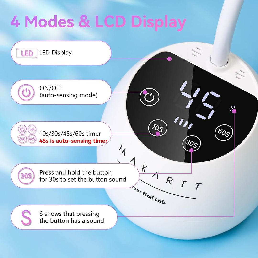 Makartt Lámpara de Uñas UV LED - Luz UV de Cuello de Cisne para Uña...