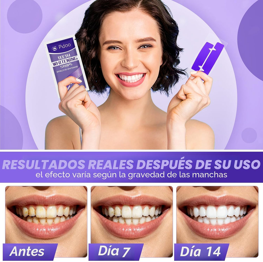 Tiras blanqueadoras de dientes moradas \u2013 42 tiras blanqueadora...