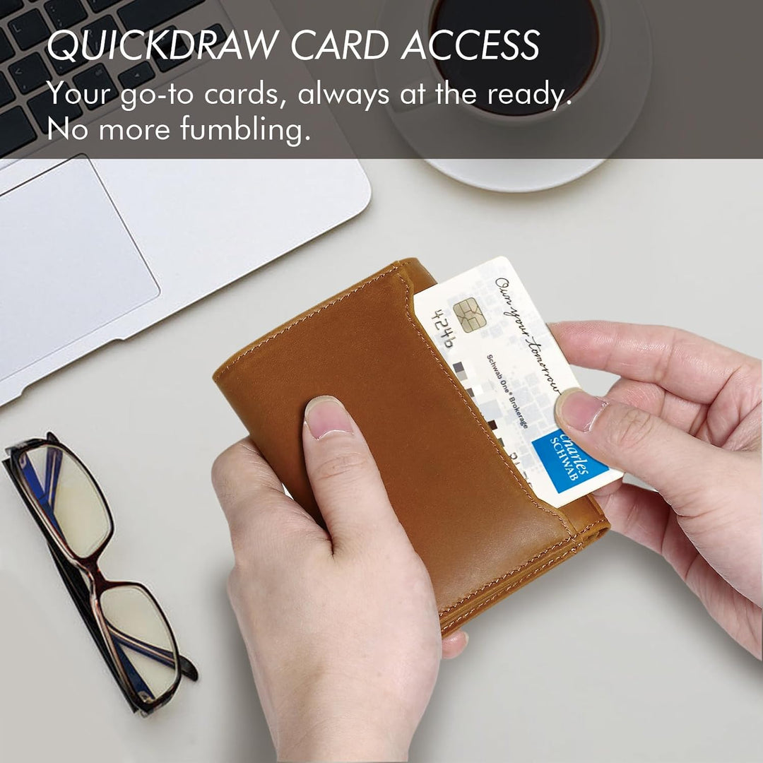 Pefiam Billetera de cuero triple para hombre con bloqueo RFID, cart...