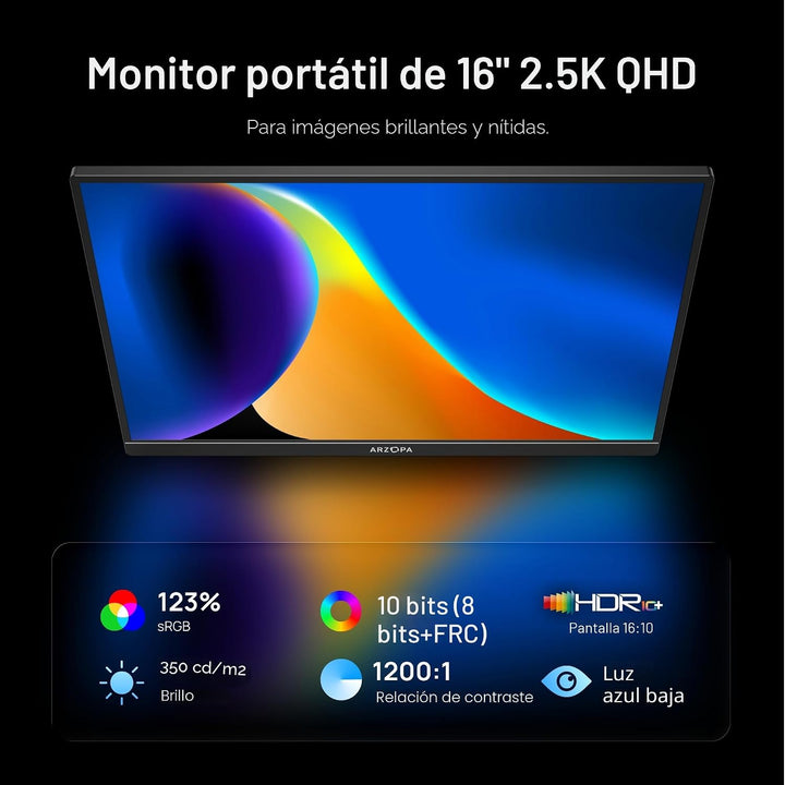 ARZOPA \u2013 Monitor portátil 16 pulgadas 2.5K 2560 x 1600 QHD IPS...