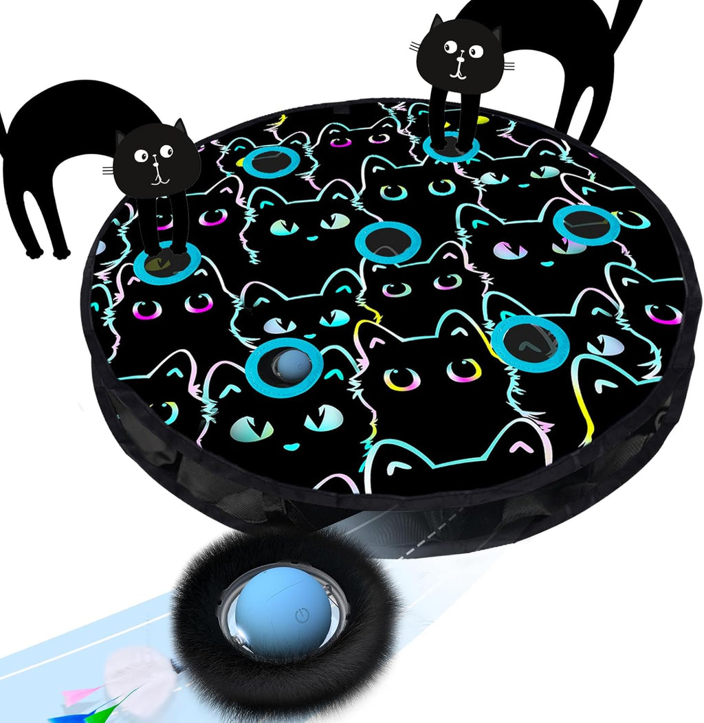 ORSDA Juguetes para Gatos, Pelota Interactiva Rodante Rápida en Bolsa, Escondite y Búsqueda para Gatos de Interior, Pelota Móvil Activada por Movimiento con Chirrido, Juego de Atrapar Ratones con