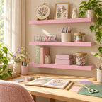 BAYKA Estantes Flotantes Rosados de 22.5 pulg., Juego de 3, Montados en la Pared para Decoración de Pared