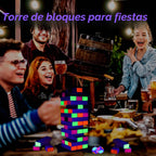 Lámpara Ahuimeius Juego de mesa Glow Tumble Tower de 54 piezas, torre que brilla en la luz negra, juego de mesa para interiores y exteriores para adultos para noche de juegos familiares