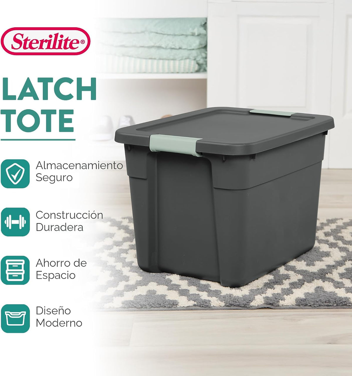 Sterilite - Bolsa de almacenamiento con tapa para el hogar y la oficina, 12 galones, paquete de 6