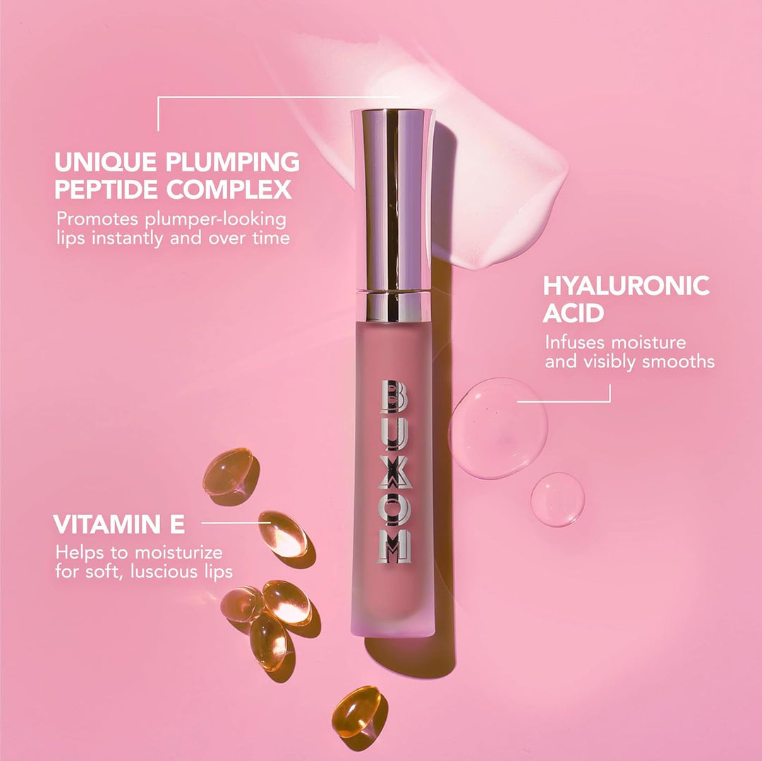 BUXOM Crema de labios voluminosa, brillo hidratante con péptidos y...