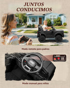 First Ride On Juguetes de 24 V y 2 plazas con licencia Chevrolet Silverado, vehículo eléctrico con control remoto y cinturones de seguridad, camión eléctrico con maletero, Bluetooth y luces LED (negro)