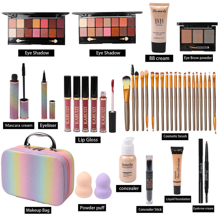 Set de maquillaje para niñas, kit de maquillaje arcoíris, cajas de...