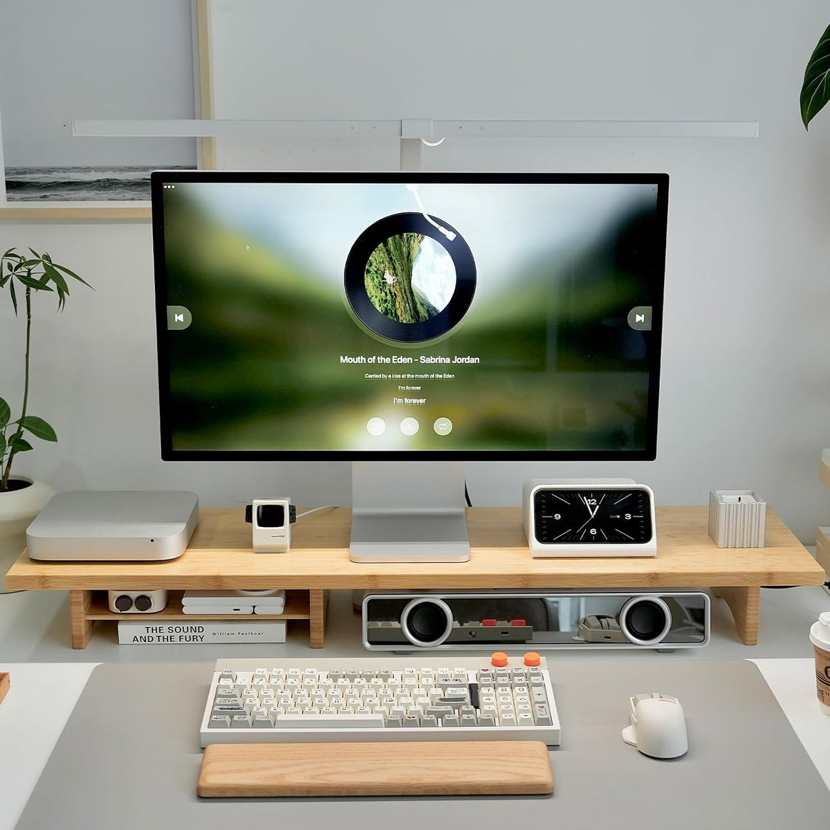 Soporte de Monitor de Bambú de Dos Niveles Natural, Soporte de Escritorio de 2 Niveles para 2 Monitores, Soporte para Monitor de PC, Impresora, Soporte para TV Pesado de hasta 136 kg