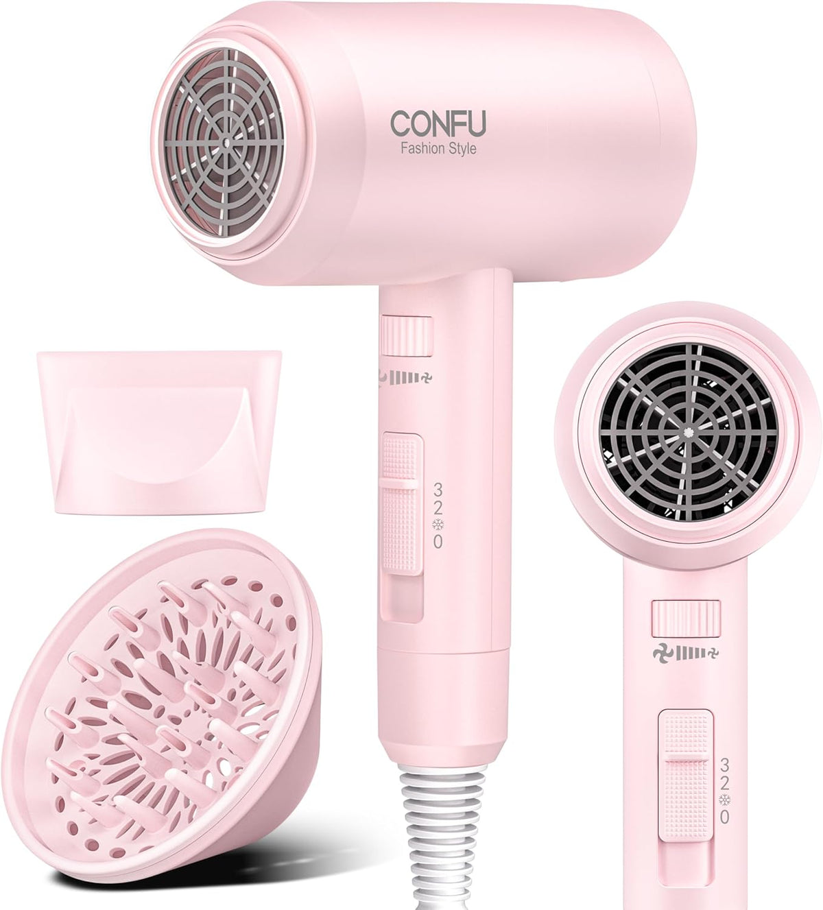 Secador de pelo con difusor, secador de pelo CONFU para mujeres, se...