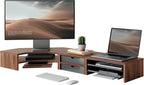 Fenge Soporte para monitor doble, estante de escritorio de esquina con
