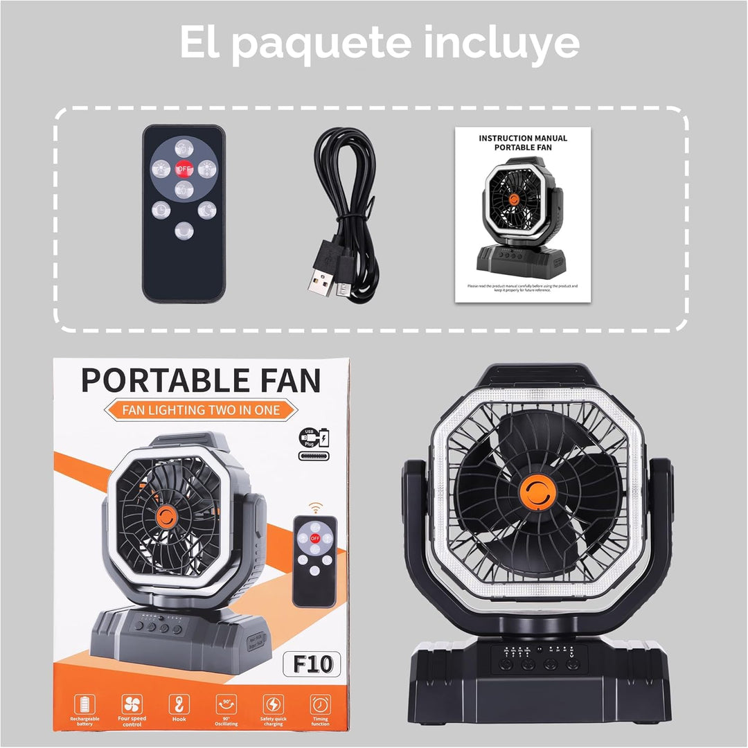 AVV Ventilador de camping recargable portátil de alta velocidad de...