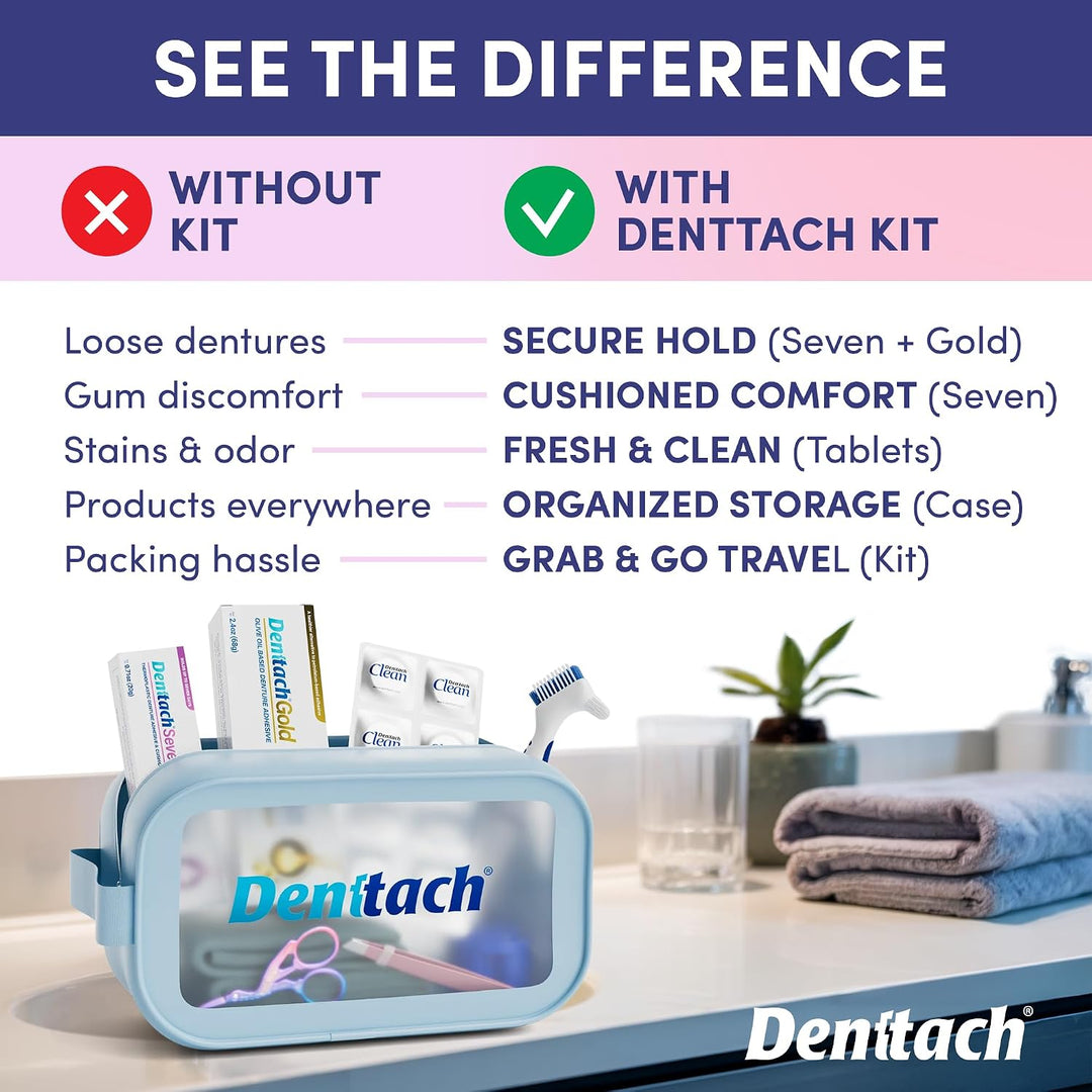 Kit de inicio para dentaduras, kit de 9 piezas incluye adhesivo ter...