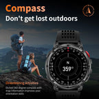 Reloj inteligente para hombre para teléfonos Android y iPhone, relojes inteligentes deportivos militares para hombres, reloj de seguimiento de actividad física con linterna/brújula/impermeable/batería