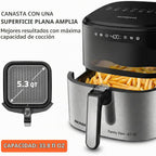 Mondial Air Fryer Digital 5.3 litros (5.3QT) - Freidora eléctrica con pantalla y acabado de acero inoxidable - 1800W - Negro