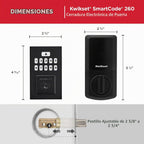 Kwikset SmartCode 260 - Cerradura de puerta con teclado electrónico sin llave con entrada automática, códigos de usuario personalizados, seguridad avanzada en negro mate contemporáneo