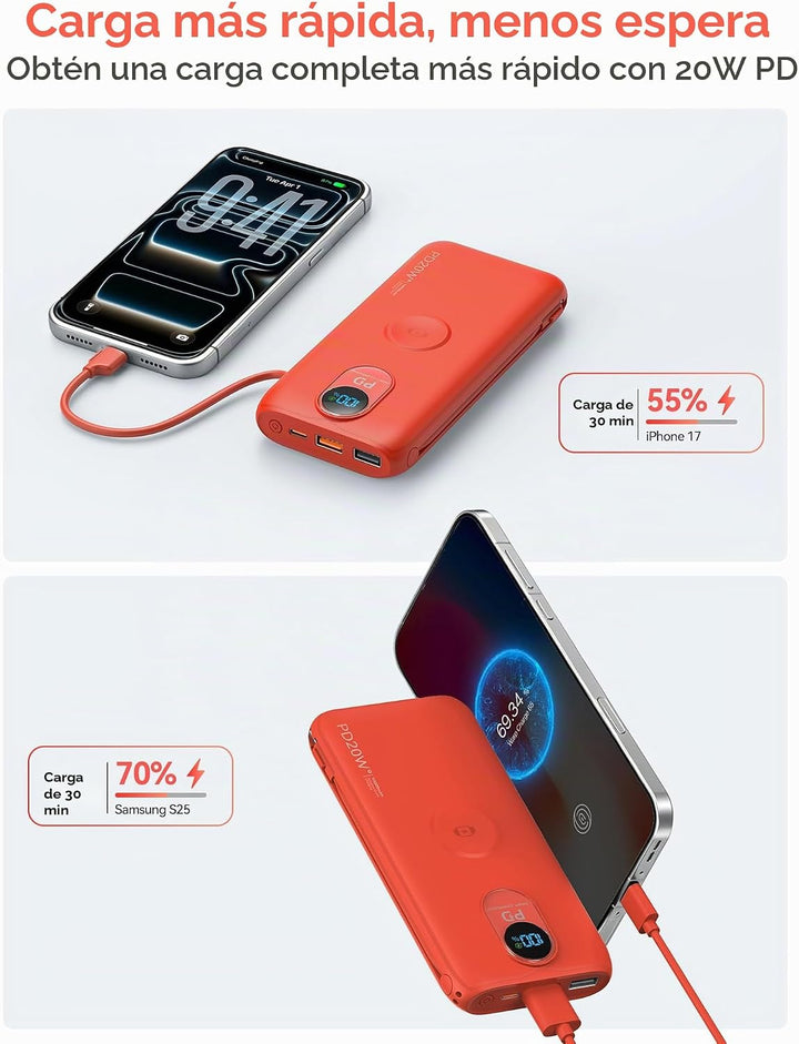 LENGSUM Cargador portátil, cargador de batería de carga rápida de 1...