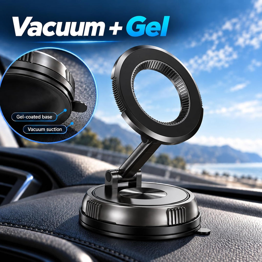 Soporte magnético para teléfono de coche compatible con MagSafe, soporte plegable de aleación de zinc, ajuste de 4 ejes para tablero y parabrisas para iPhone 18-12