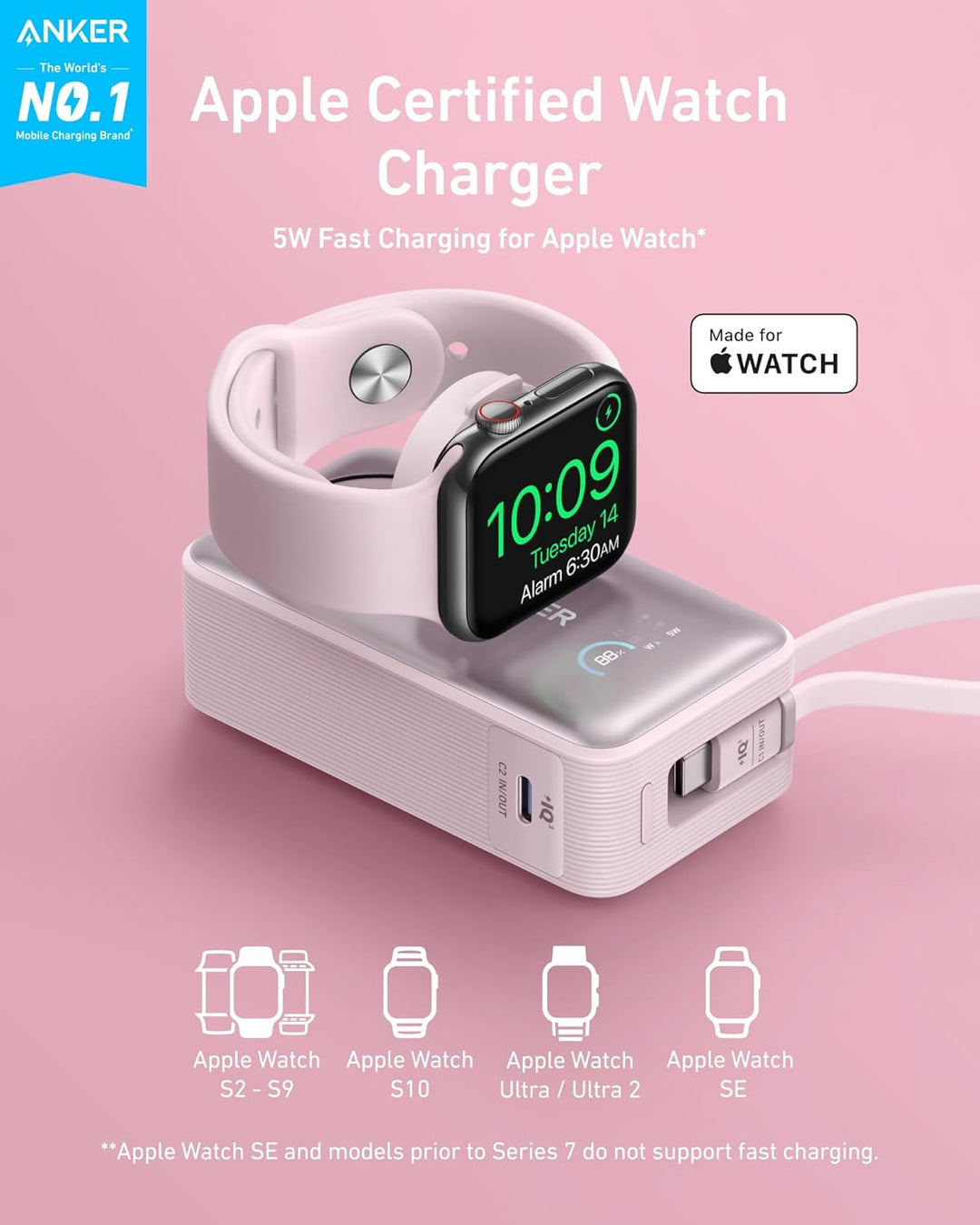 Anker MagGo Power Bank para Apple Watch, Batería Compacta Certifica...