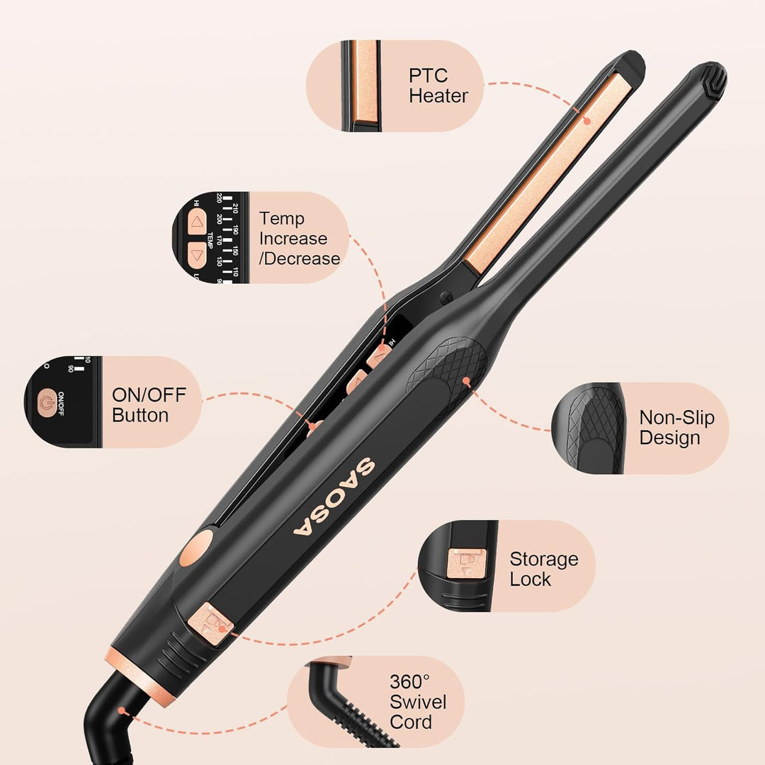 SAOSA Plancha plana de lápiz de 3\/10 pulgadas para cabello corto,...