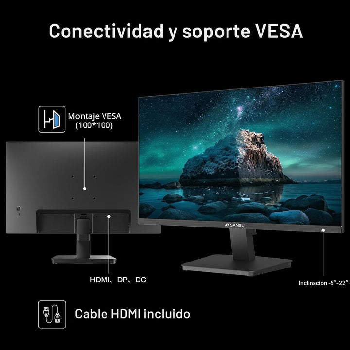 SANSUI - Monitor de computadora de 27 pulgadas 120Hz, monitor FHD 1...