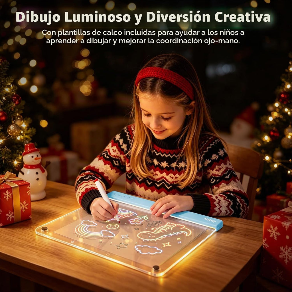 Tablero de Dibujo LED 16'' , Juguetes Regalos para Niños Niñas (Azul)