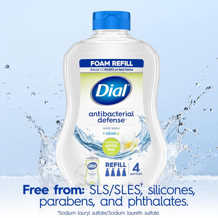 Dial Antibacterial Defense - Jabón de manos espumoso + aloe, té bla...