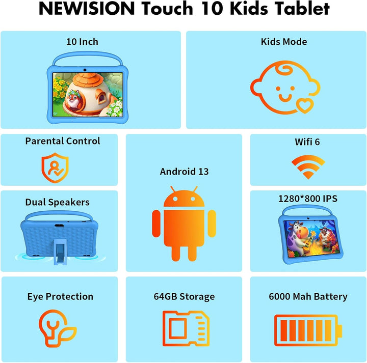 NEWISION iWawa - Tableta infantil de 10 pulgadas, tabletas Android...